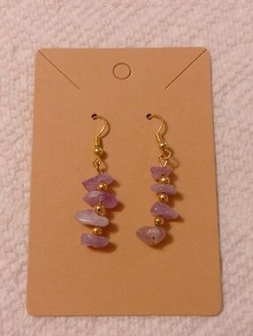 *3/$20* New Amethyst  Semi Precious Gem Stone Dangle earrings